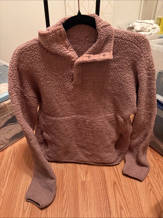 SKIMS Tops - SKIMS S/M Mauve Sherpa Snap-Neck Pullover